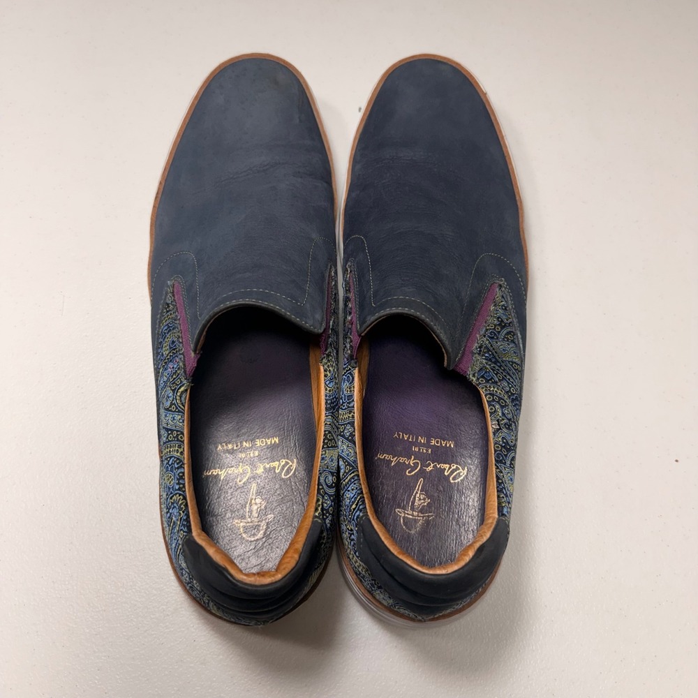 Robert Graham Paisley Leather Slip On Sneakers Made in Italy Blue Mens 13D - Picture 8 of 14